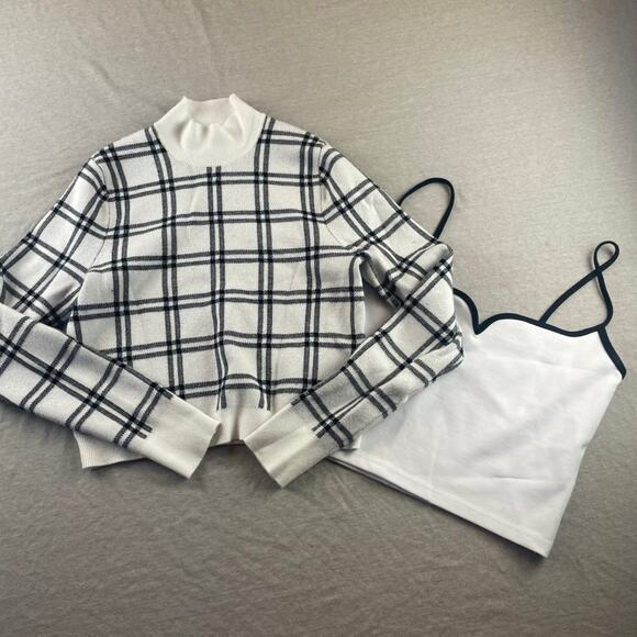 Bundle 2 Abercombie & Fitch A&F Tank Top & Sweater Checkered Black & White S - Picture 1 of 11